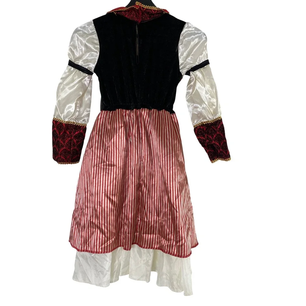 Teetot Pirate Dress Costume Kids 7-8 Red White Excellent Damask Striped Belt